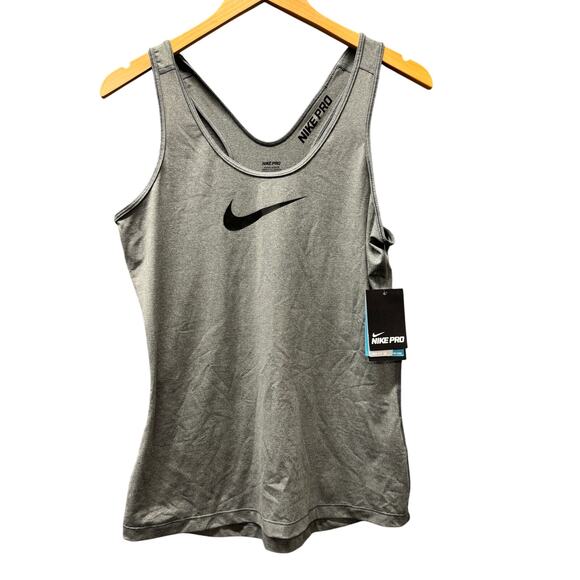Nike Pro Tank Top Womens Large Gray Dri Fit Competition Base Layer NEW - Picture 1 of 11